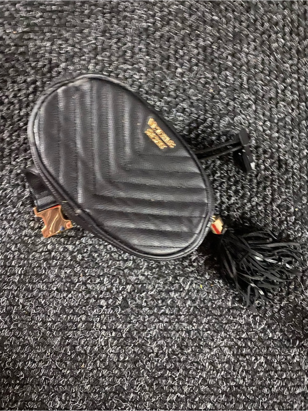 Michael Kors Black Quilted Leather Oval fanny pack with Tassel